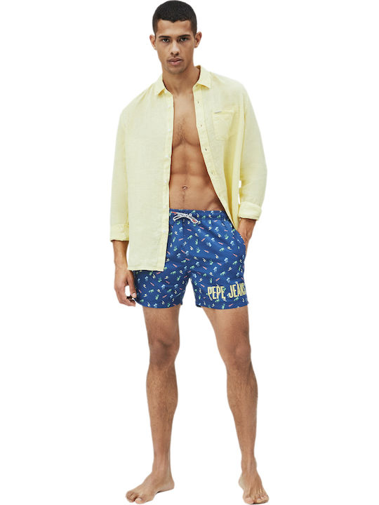 Samuel Men's Swimwear Shorts Navy Blue with Patterns