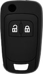 Θήκη Κλειδιού από Σιλικόνη με 2 Κουμπιά για Opel σε Μαύρο Χρώμα