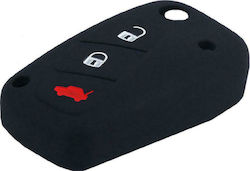 Silicone Car Key Cover Case with 3 Buttons for Fiat Black