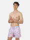 John Frank Crocodile Herren Badebekleidung Shorts Rosa mit Mustern