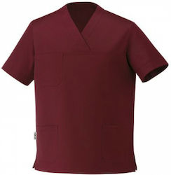 Egochef Blouse Chef Unisex Burgundy with Short Sleeve Leonardo