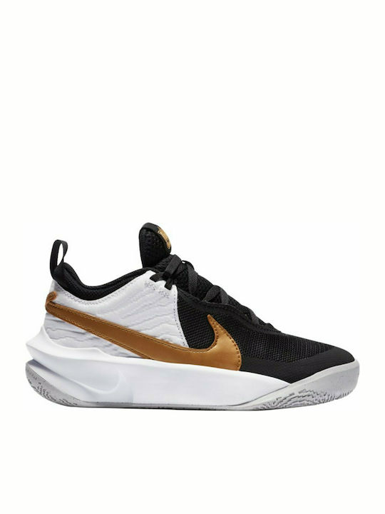 Hustle Team Hustle D 10 Kids Sports Shoes Basketball with Laces Black / Metallic Gold / White