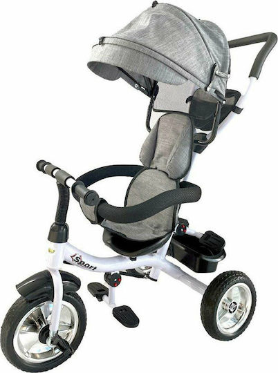 Zita Toys Kids Tricycle with Storage Basket, Push Handle & Sunshade for 12+ Months Gray