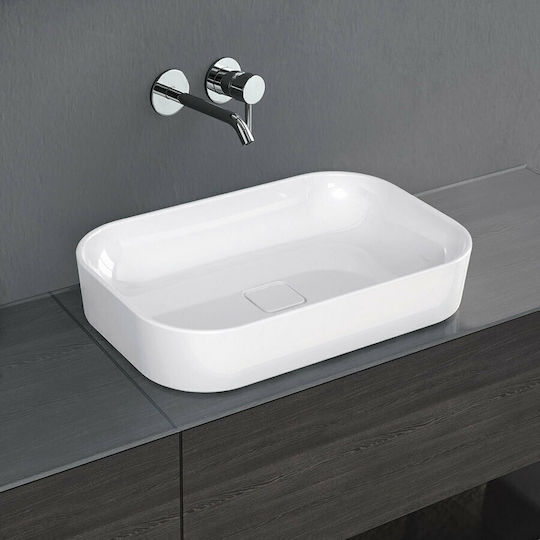 Bianco Ceramica Centro Επικαθήμενος Νιπτήρας Πορσελάνης 60x40x12.5cm Bianco Ceramica Centro Επικαθήμενος Νιπτήρας Πορσελάνης 60x40x12.5cm