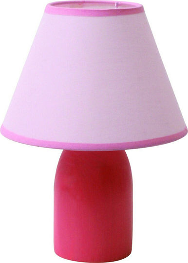 ARlight TLA 50 Lemn Vintage Lampă de masă pentru Soclu E14 cu Abajur Roz și Bază Roșu