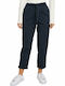 Women's High-waisted Fabric Trousers Paperbag Fit Navy Blue