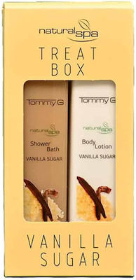 TommyG Treat Box Vanilla Sugar Skin Care Set for Moisturizing & Cleaning Body Cleaning with Bubble Bath & Body Cream