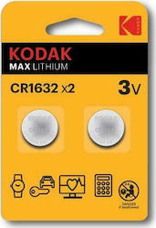 Kodak Max Lithium Uhrenbatterien CR1632 3V 2 Stück