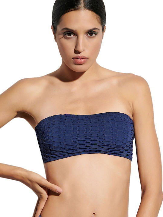 Trägerloses Bikinioberteil C Becher Marineblau