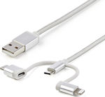 StarTech Braided USB to Lightning / Type-C / micro USB 1m Cable Gray (LTCUB1MGR)