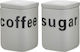 Click Set of 2pcs Jars Coffee with Lid made of Porcelain White 10x15x15cm