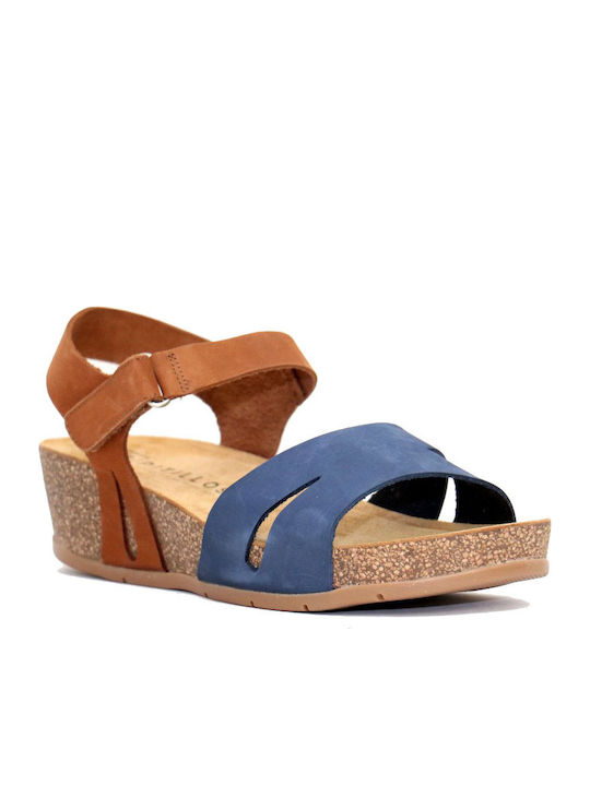 Sandale pentru femei Pitillos 6830 Blue-Tan Nubuk Leather Fusbet