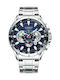 Curren Men's Watch 45mm Chronograph Battery with Silver Metal Bracelet