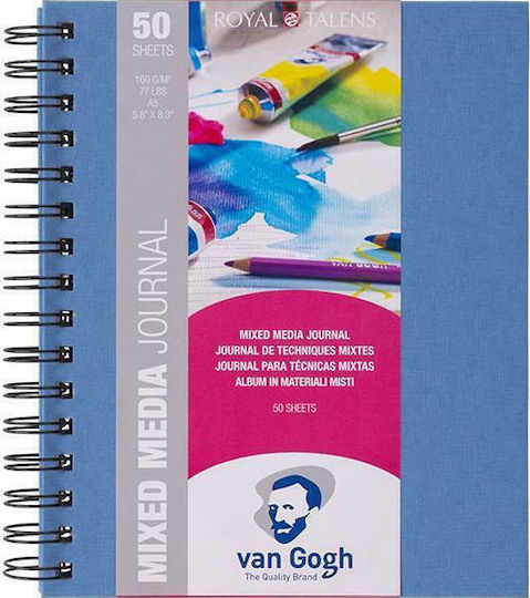 Royal Talens Gogh Mix Media Journal Μπλοκ Σημειώσεων Σπιράλ A5 50 Φύλλων Ριγέ Μπλε