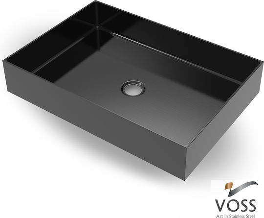 Voss Aldo Επικαθήμενος Νιπτήρας Inox 55x38x10cm Black Brushed