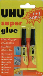 UHU Течен Лепило Моментално Super Glue 2τμχ 2бр 3гр 26066