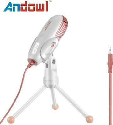 Andowl Condensator (diafragmă mare) Microfon 3.5mm SF-500 Tabletop Vocal în Culoare Rose Gold SF-500