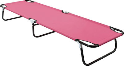 vidaXL Foldable Steel Beach Sunbed Pink 190x58x28cm