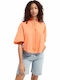 Women's Summer Blouse Cotton Short Sleeve Orange