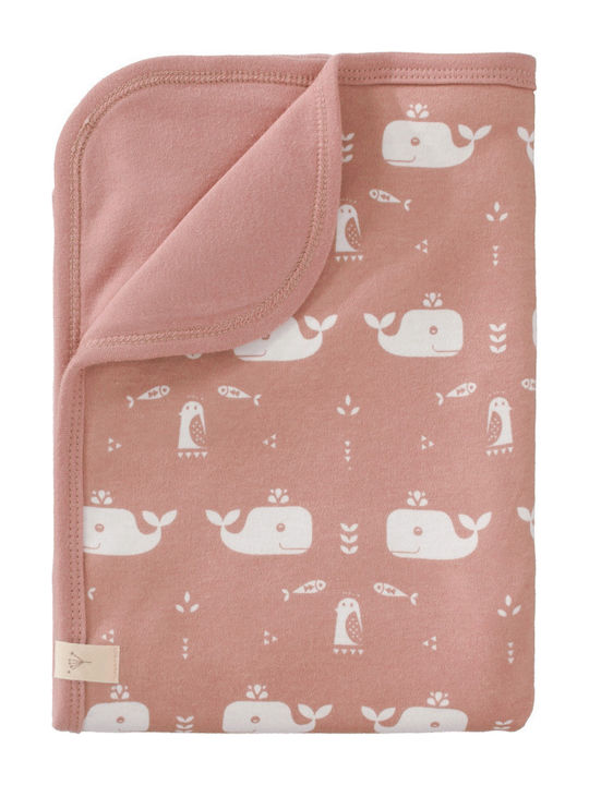 Fresk Blanket Nursery Swaddling Blankets Whale Cotton Pink 80x100cm
