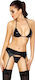 Passion Capri Set Sexy Σετ Εσωρούχων με Δαντέλα & Ζαρτιέρες Black