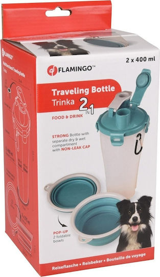Flamingo Trinka Plastic Bottle Food & Water for Dog in White Color