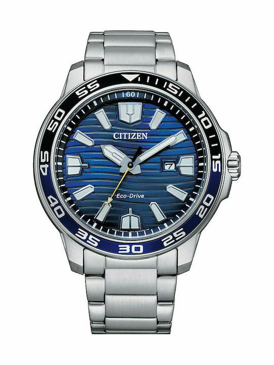 Citizen Eco-Drive Sport Men's Watch 46mm Eco - Drive with Silver Metal Bracelet