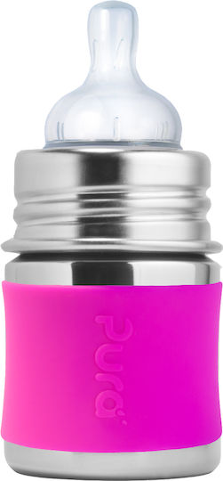 Pura Plastic Baby Bottle Kiki bottle made of stainless steel with Silicone Nipple for 0+, 0+ m, months Fuchsia 148ml