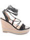 Famous Shoes Women's Ankle Strap Platforms Black