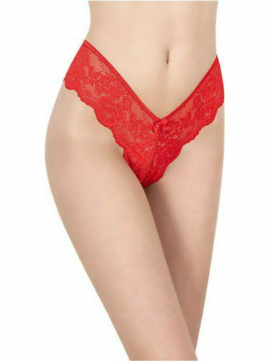 Milena by Paris 8340 Women's Brazil with Lace Red 008340-ΚΟΚΚΙΝΟ