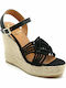 Kanna Women's Ankle Strap Platforms Black