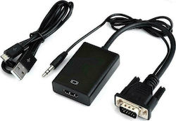 Powertech CAB-H139 VGA female σε HDMI / 3.5mm male Powertech CAB-H139 VGA female σε HDMI / 3.5mm male