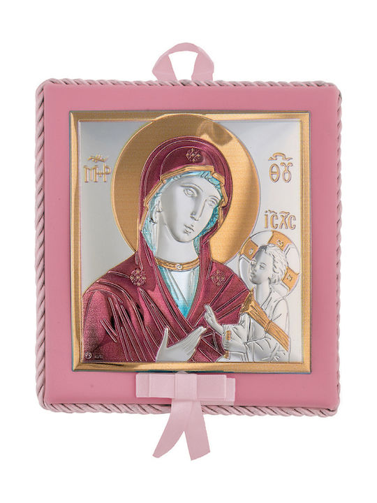 Prince Silvero Heilige Ikone Kinder Amulett mit der Jungfrau Maria Pink aus Silber MA-DM652-LRC