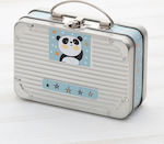 Christening Favor in Small Suitcase Panda made of Metal