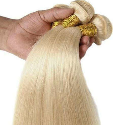 Bioshev Professional Piese de păr cu Clip cu Păr Natural Remy în Blondă Platină Culoare 50cm 1001