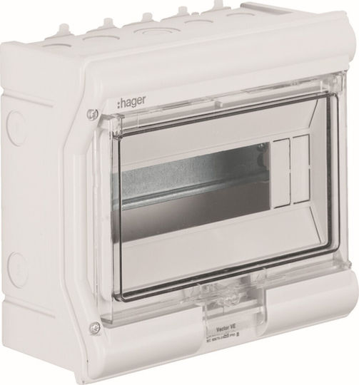 Hager Vector Tablou electric Montat pe perete, Etanș, 1 Rând, 10 Elemente L237xA210xP114mm