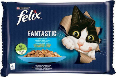 Purina Felix Nasses Katzenfutter für Katze in Beutel mit Lachs 4x85gr