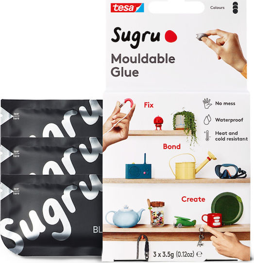 Tesa Κόλλα Αυτοκόλλητο Sugru Mouldable Glue Black Γενικής Χρήσης 3.5gr 3τμχ