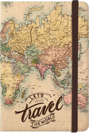 Total Gift Old Map Notizbuch 96 Blätter A5 Geregelt mit Gummiband Beige