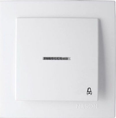 Nilson Complete Wall Push Bell Button with Frame με Ενδεικτική Λυχνία 12V White 24111013