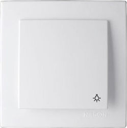 Nilson Complete Wall Push Staircase Button with Frame White 24111005