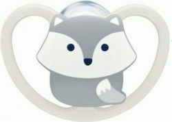 Nuk Ортодонтска Биберон Силикон Space Fox White с калъф за 0-6 месеци 1бр