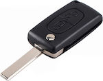 Αναδιπλούμενο Κέλυφος Κλειδιού Αυτοκινήτου για Peugeot 207 / 307 / 308 / 407 με 2 Κουμπιά με τη Μπαταρία στο Κέλυφος