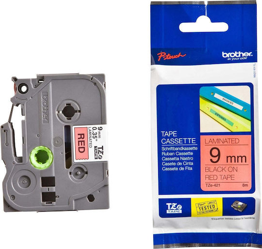Brother TZE421 Label Maker Tape 8m x 9mm in Red Colour Compatible with Brother TZe/TZ