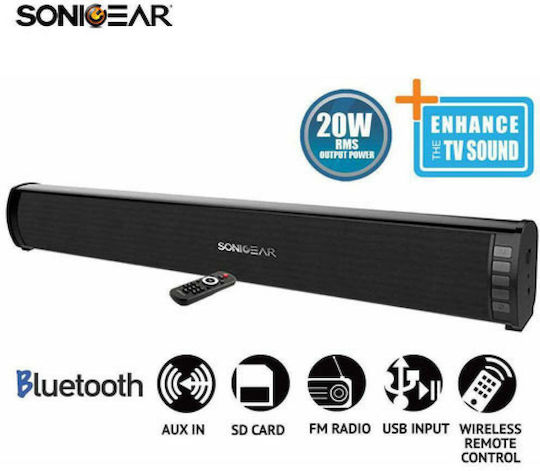 Sonic Gear SB3000BTMI Soundbar 2 Bluetooth 20W cu Telecomanda Negru
