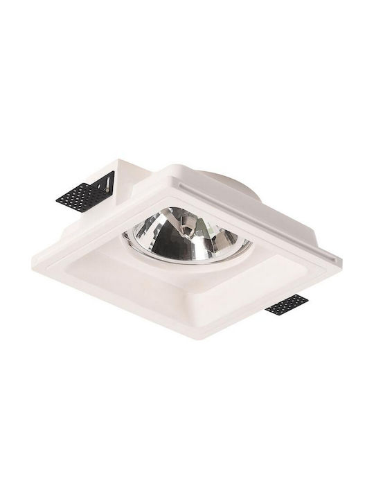 Geyer Square Plaster Recessed Spot with Socket GU10 White 19x19cm.