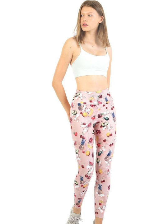 Dri-Fit Training Γυναικείο Μακρύ Κολάν Ψηλόμεσο Ροζ
