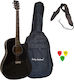 Jacky Jackson Semi-Acoustic Guitar 801CTV Bundle Cutaway Black