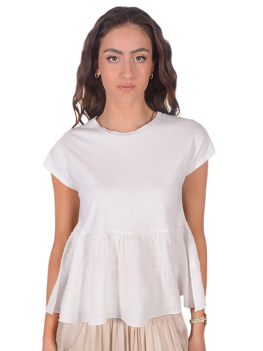 Linen Peplum T-Shirt Deha Μπλουζα Λευκη