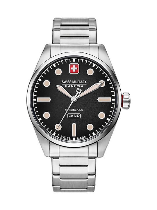 Swiss Military Hanowa Mountaineer Herrenuhr 42mm Batterie mit Silber rostfreiem Stahlarmband